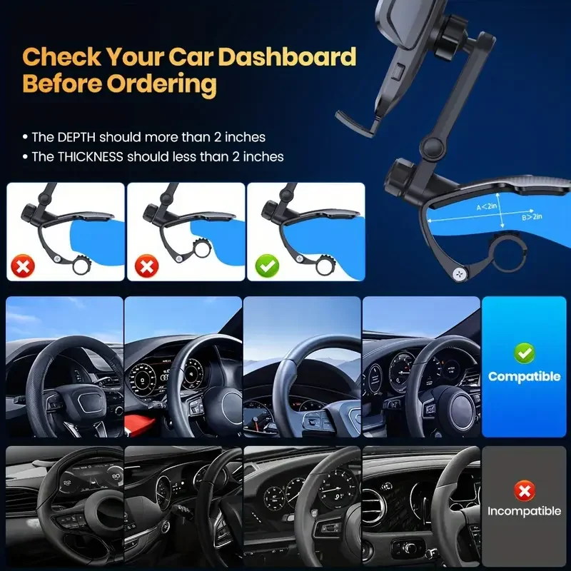 Multi Angle Adjustable Car Mount Holder for Phone Cool Dashboard Clip Universal Rotation Mobile Navigation Stand Car Accessories photo 6