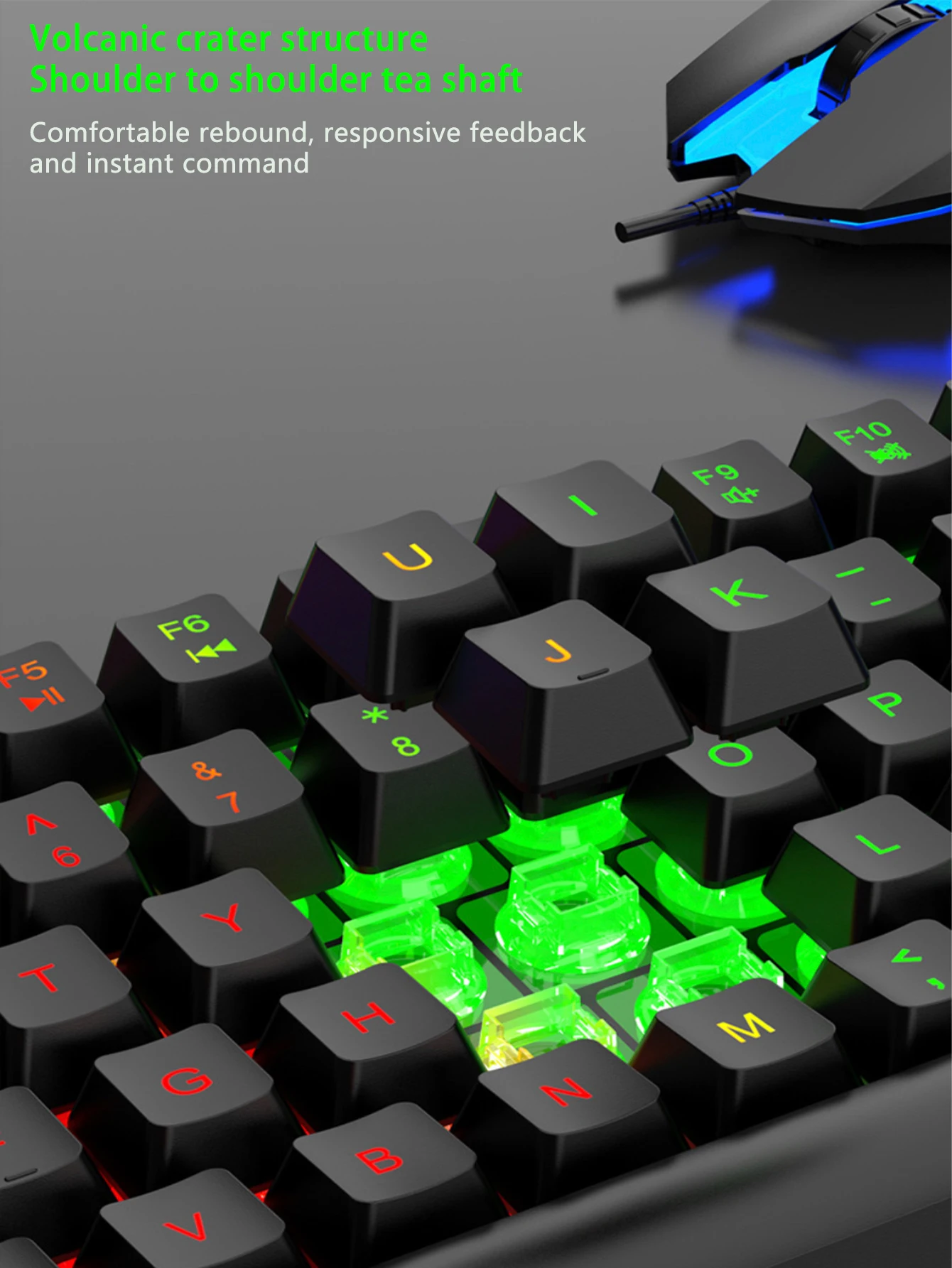 Colorful and Dazzlingly Glowing Gaming Mechanical Wired Keyboard and Mouse Set, Suitable for desktop Computers and Laptops photo 6