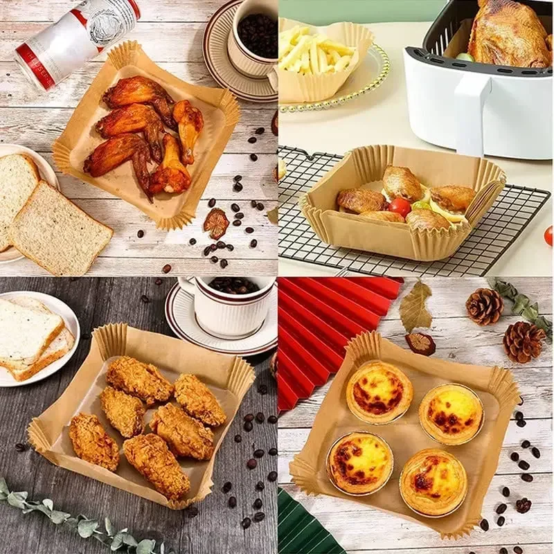 Cooking Paper Air Fryer Disposable Paper Square Round Baking Barbecue Plate NonStick Mat Kitchen Oven Oil Absorbing Paper Tool photo 4