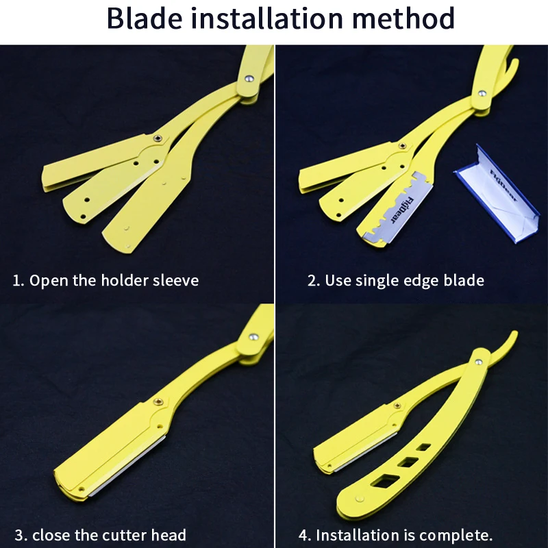 Men's Barber Shaving Razor Folding Knife Unisex Hair Removal Tool Eyebrow Knife ( Blades Not Included) photo 3