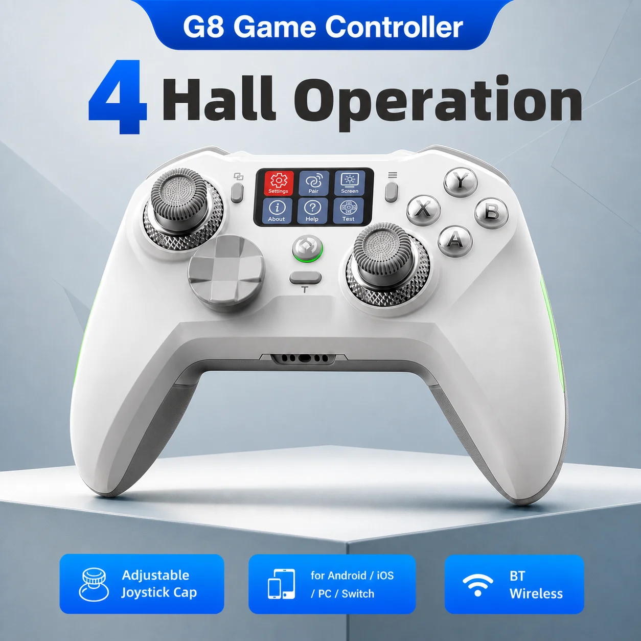 G8 Wireless Game Controller for PC Switch Android iOS Mobile Phone 4 Hall Operation-with TMR Hall Joystick, 30-90gf Adjustable Damping, Smart Screen, Turbo Macro RGB Light, 6-Axis Vibration Gamepad photo 1