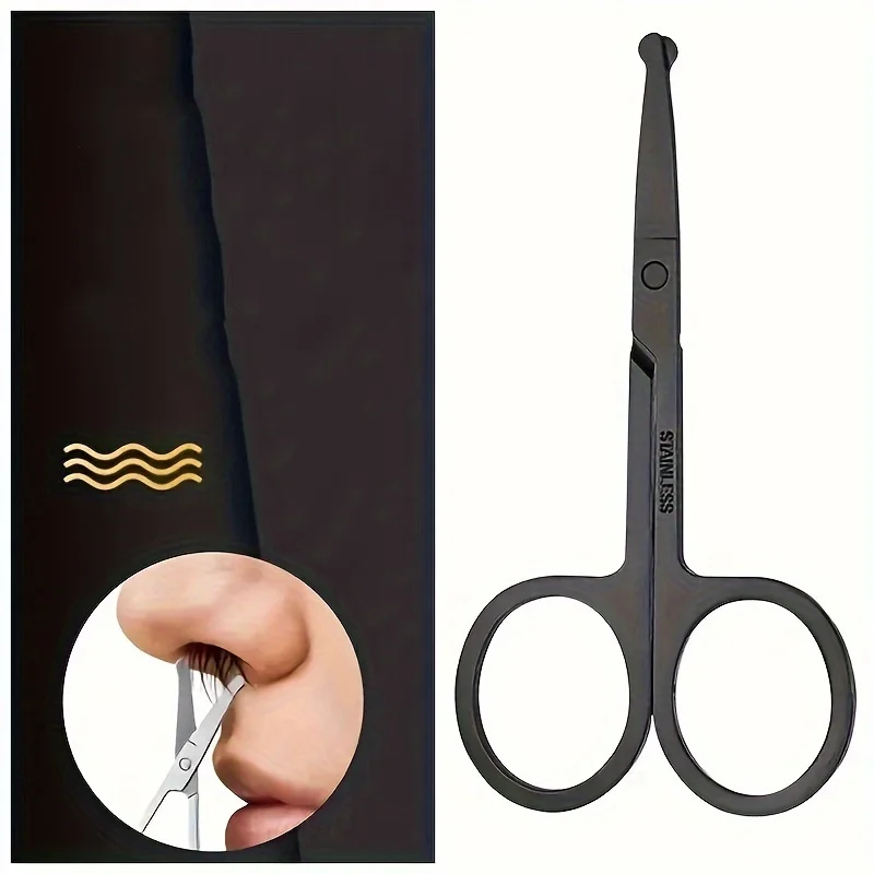 Precision Round Head Trimming Scissors - Nose Hair Grooming Trimming, Personal Cleaning Care Trimming Tools photo 3