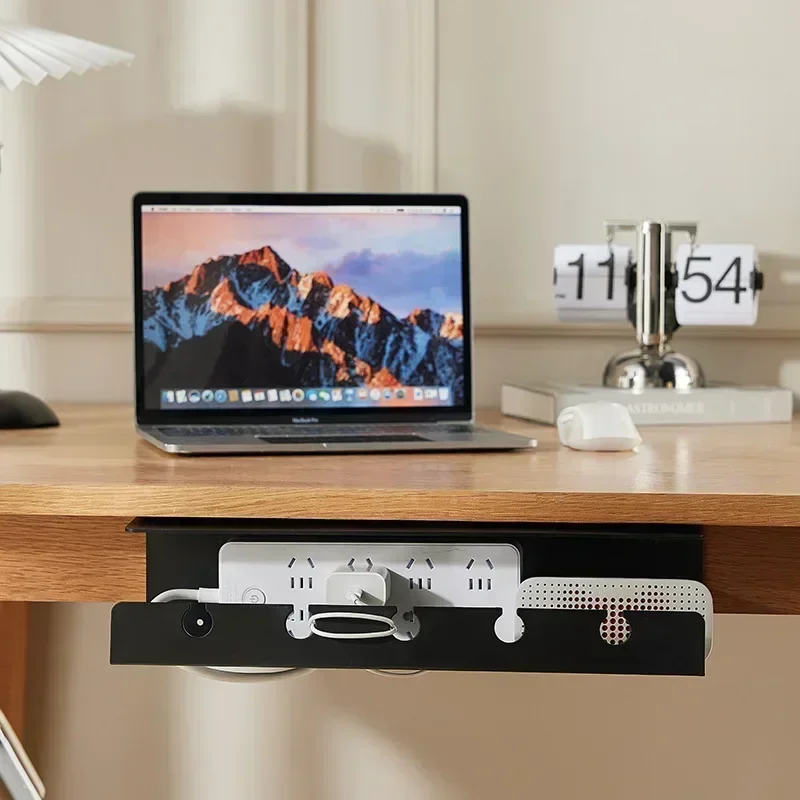 Under Desk Cable Management Cable Tray Under Desk With Clamp Power Strip Cord Holder No Drilling Sturdy Spacious supplies photo 2