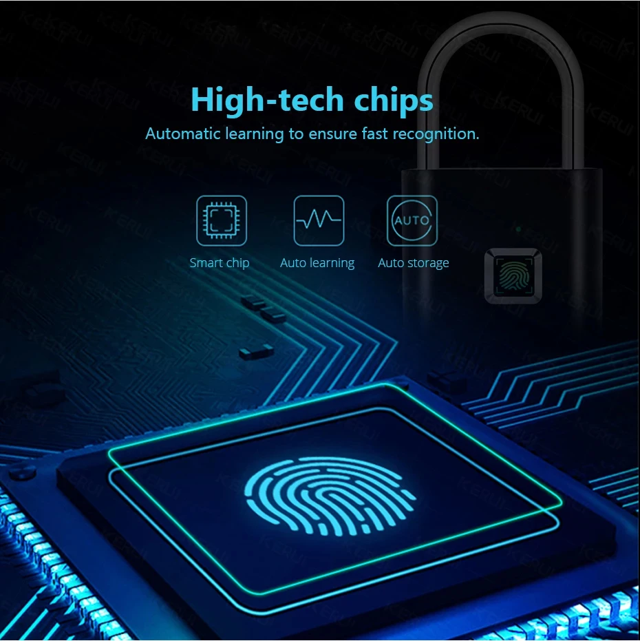 Smart Fingerprint Padlock Waterproof Fingerprint Keyless Door Lock Type C Rechargeable Security Padlock for House photo 3