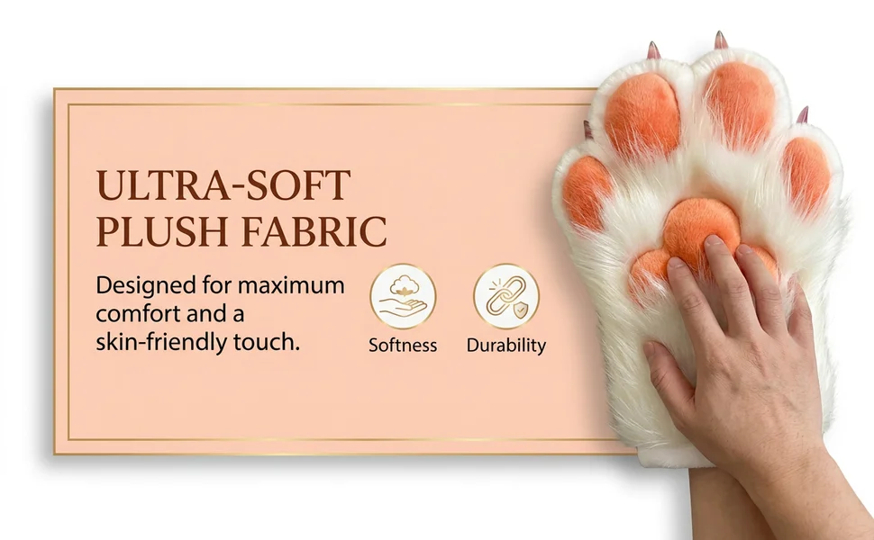 Built-in Whistle Fursuit Paw Gloves, Cosplay Furry Claw Gloves Decompression Toys for Adult Costume Halloween Party photo 4