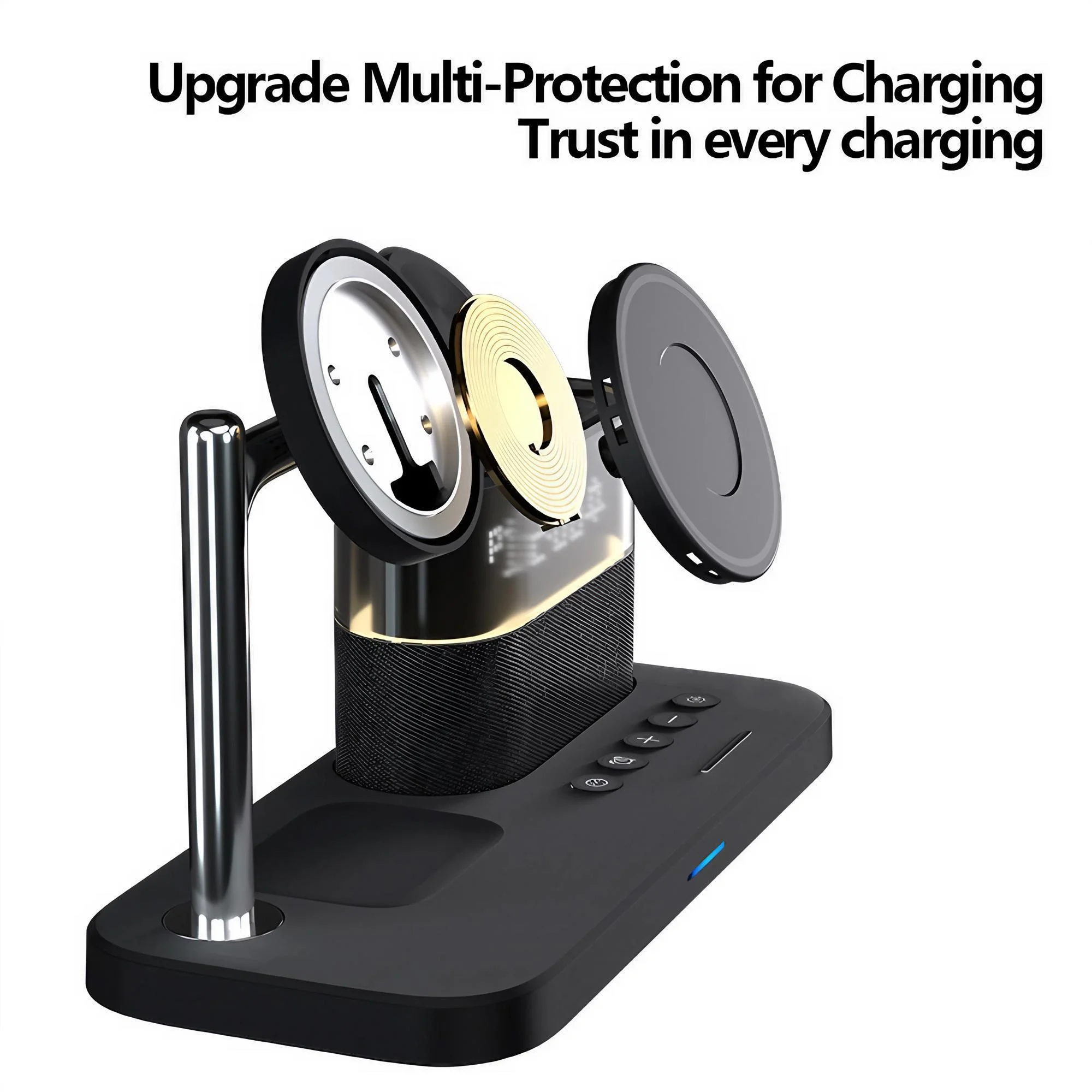 Magnetic Wireless Charging Station for Phone Series 12 13 14 15 16 17 and Watch Ultra 8 7 6 5 Earbuds Charger Stand Multi Device Charging Pad for Desk Home Office Travel Supports Fast 15W Charging for Phones and 5W for Wearables and 360 Degree Desk Stand photo 5