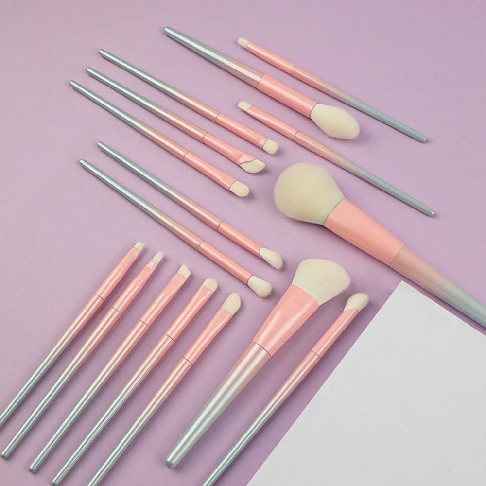 15Pcs Makeup Brush Set Professional Synthetic Wool Hair Brushes with Gradient Rubber Handle Full Face Kit for Powder Eyeshadow photo 3