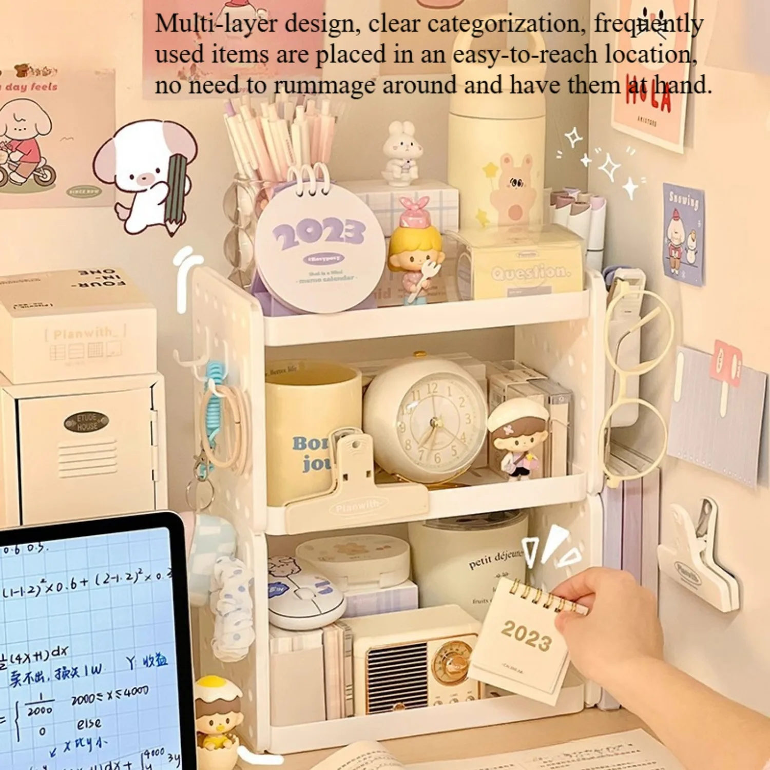 Multi-functional 3-tier Desktop Organizer, Desktop Shelf, Hole Board, Pen Holder Office Desk Organizer, Desk Desk Organizer photo 3