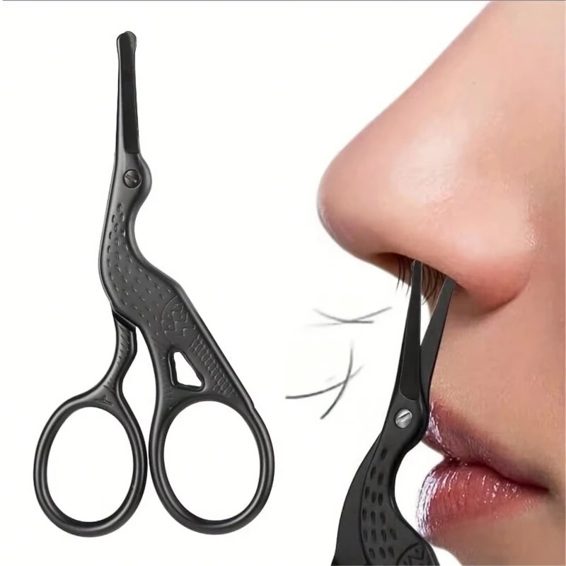 Nose Hair Scissors, Stainless Steel Rounded Tip Trimmer, Precision Eyebrow Scissor, Safe Facial Hair Grooming Tool, Compact for photo 4