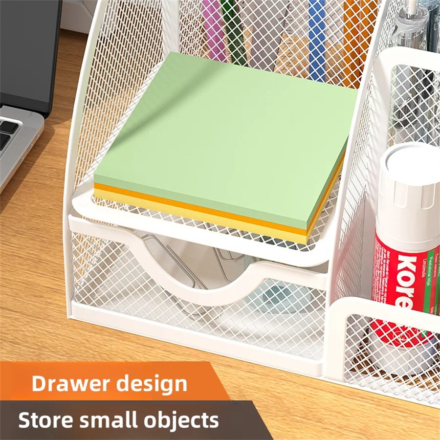 Desk Stationery Organizer Creative Metal Pen Holder Pencil File Storage Rack 7 Grid Storage Box Divided Container Office Access photo 4