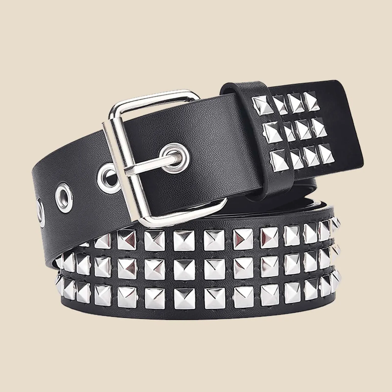 Fashion New Square Bead Rivet Belt Metal Pyramid Belt Men and Women Punk Hardware Jeans Belt Y2K Belt Designer Belt Women's Belt photo 6