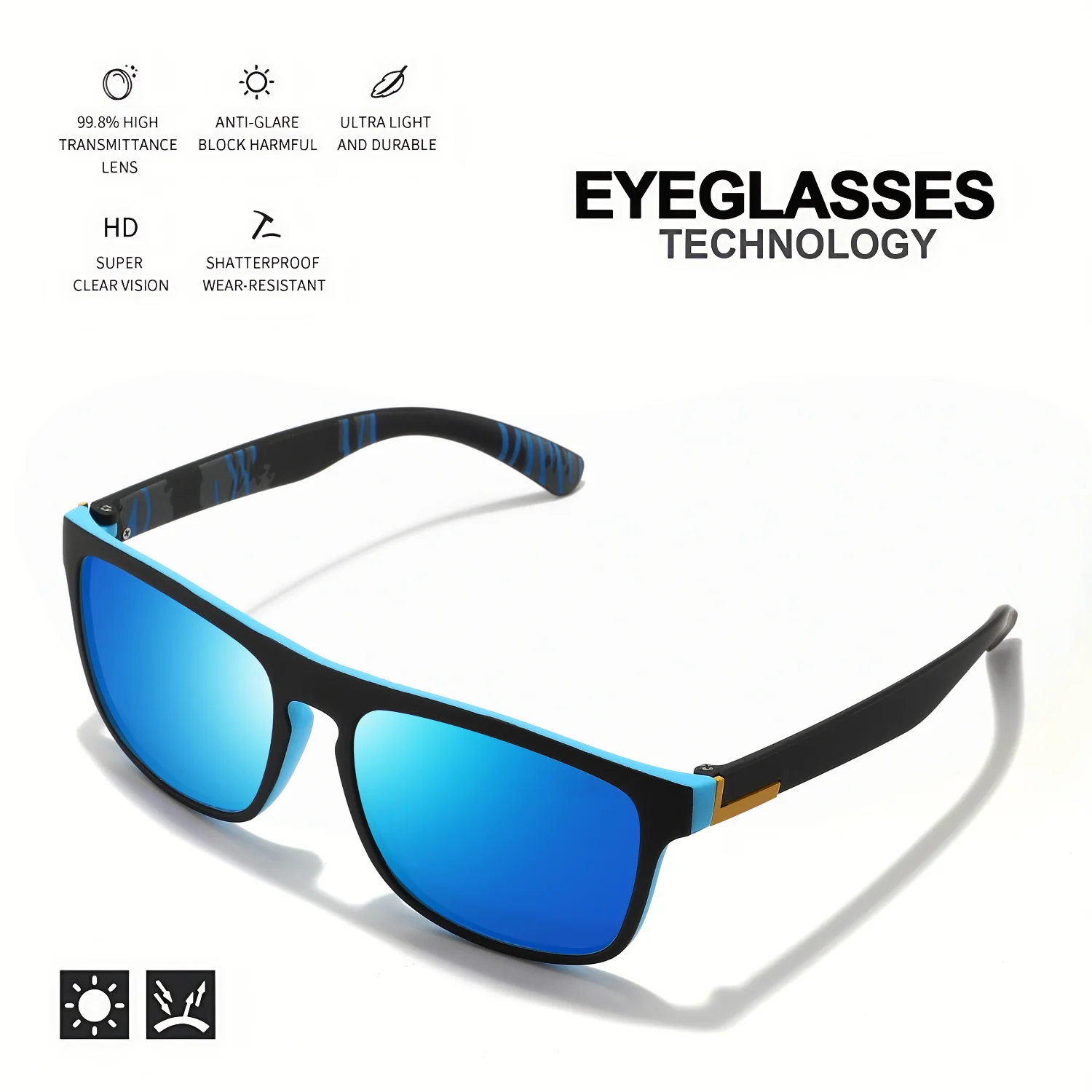 1-4PCS Men Classical Square Polarized Sports Sunglasses Lightweight PC Frame UV400 for Driving Fishing Cycling Unisex Durability photo 4