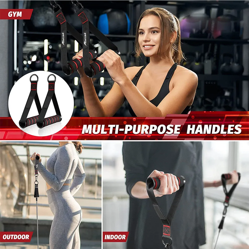 Resistance Bands Handle Bar Attachment Station Fitness Pulley Strap Exercise Home Gym Training Accessories Workout Equipments photo 6