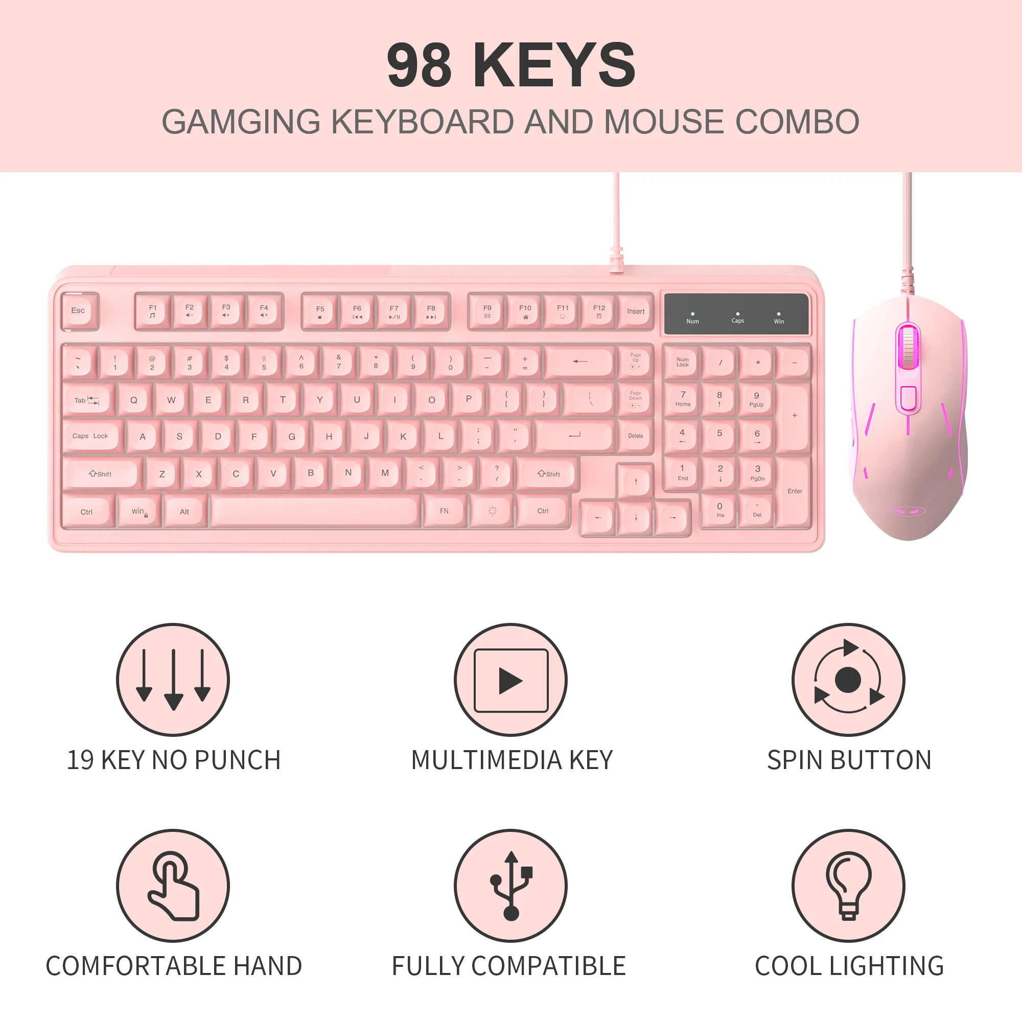 MageGee 98 Key RGB Mechanical Keyboard and Mouse Set Wired Gaming Combo Ergonomic Silent ABS Keycaps for PC Laptop Office photo 2