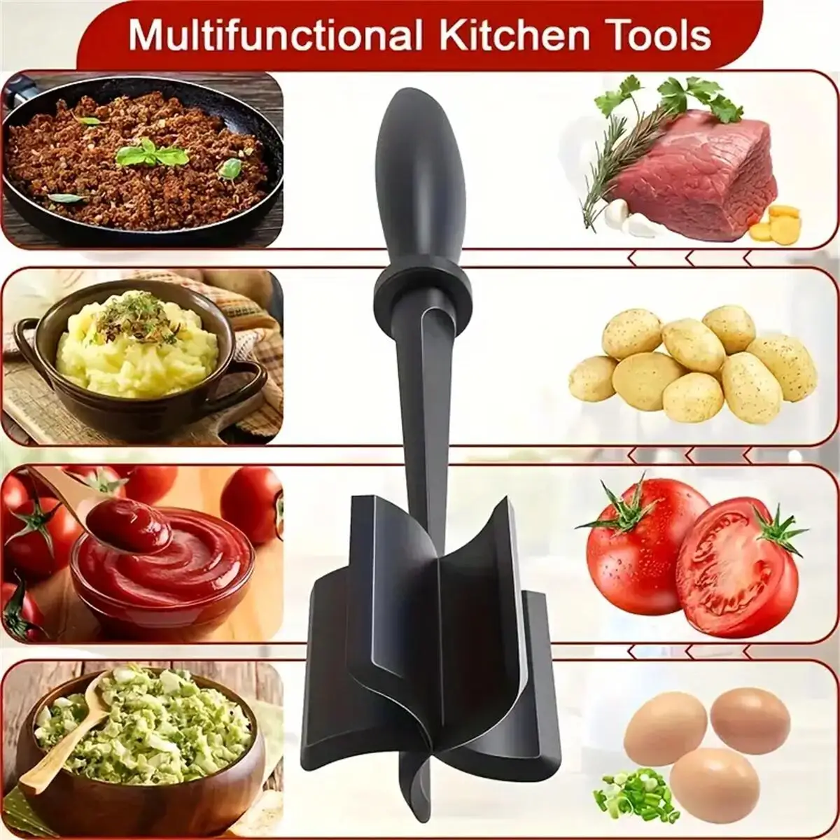 1pc Meat Chopper, Meat Shredder, Heat Resistant Suitable For Hamburger Meat Ground Beef Smasher photo 3