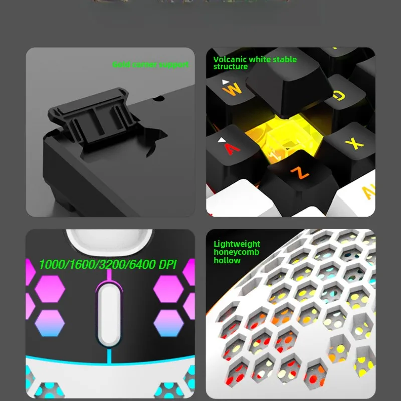 Keyboard and Mouse Sets 60% RGB Gaming with Keyboards Mouse Combo PC Kit Gamer Backlit Mini 61 Keys Computer Wired Set Key Board photo 4
