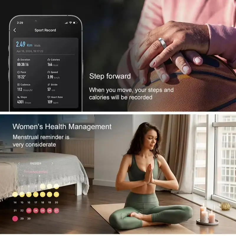 Uhoofit R10 Smart Ring with Charging Dock Men Women Health Sleep Heart Rate Monitoring IP68 & 5ATM Waterproof Multi-sport Mode photo 2