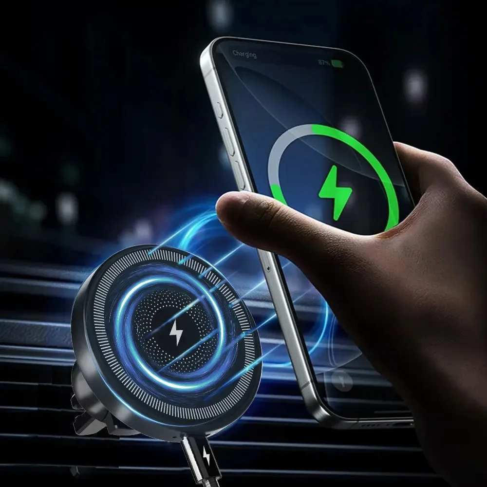 Car For Magsafe Wireless Charger Pad Air Vent Phone Holder Stand For iPhone 17~12 Samsung Xiaomi Fast Charging Cellphone Bracket photo 3