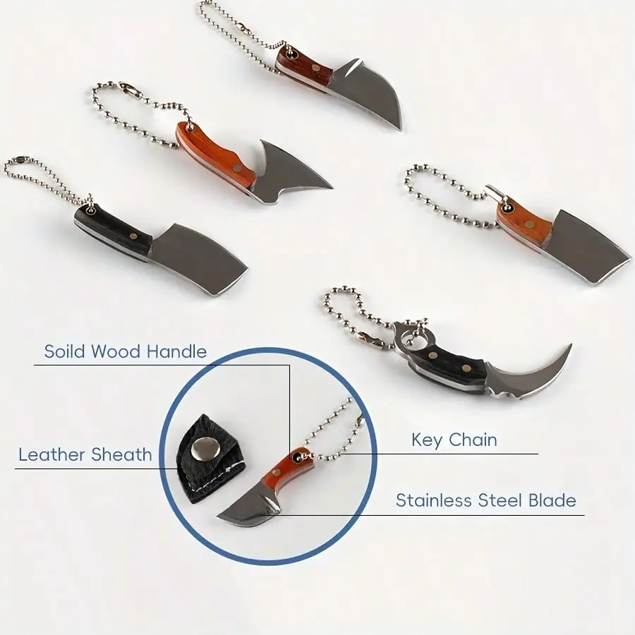 Damascus Mini Axe-Shaped Knife Set EDC Knife Set Package Opener Cutter Box Knife photo 2
