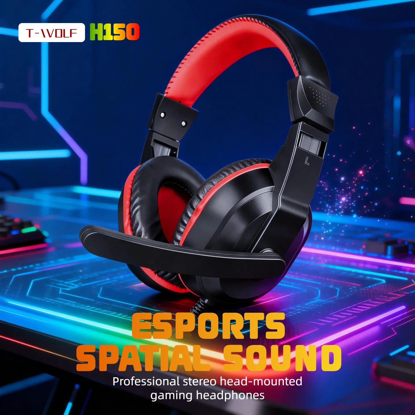 RGB Wired Gaming Headset with Microphone, USB & 3.5mm Over‑Ear Headphones for PC Laptop PS4 PS5 Mobile, Adjustable Noise‑Cancelling Mic, Surround Stereo Sound, Comfortable Headset for Gaming, Office, Study & Daily Use photo 2