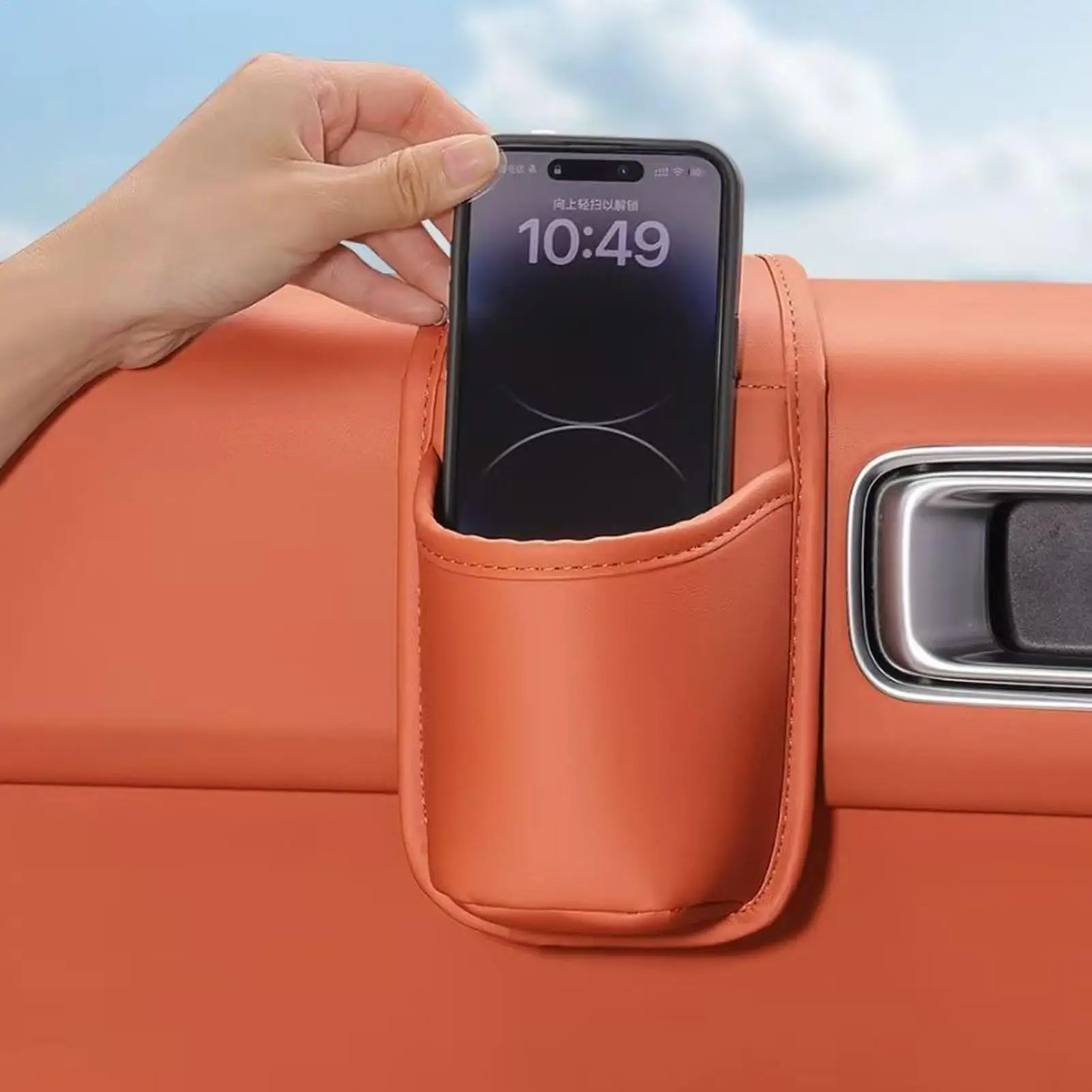 PU Car Door Cup Holder Multifunctional Adhesive Storage Pocket Auto Door Mount Drink Bottle Holder Phone Sundries Storage Bag photo 5