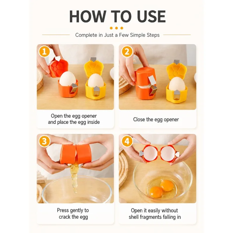 Egg Shell Opener Cracker Tool Stainless Steel Egg Cutter Separator for Baking Cooking Breakfast Kitchen Home Use Easy Clean photo 4