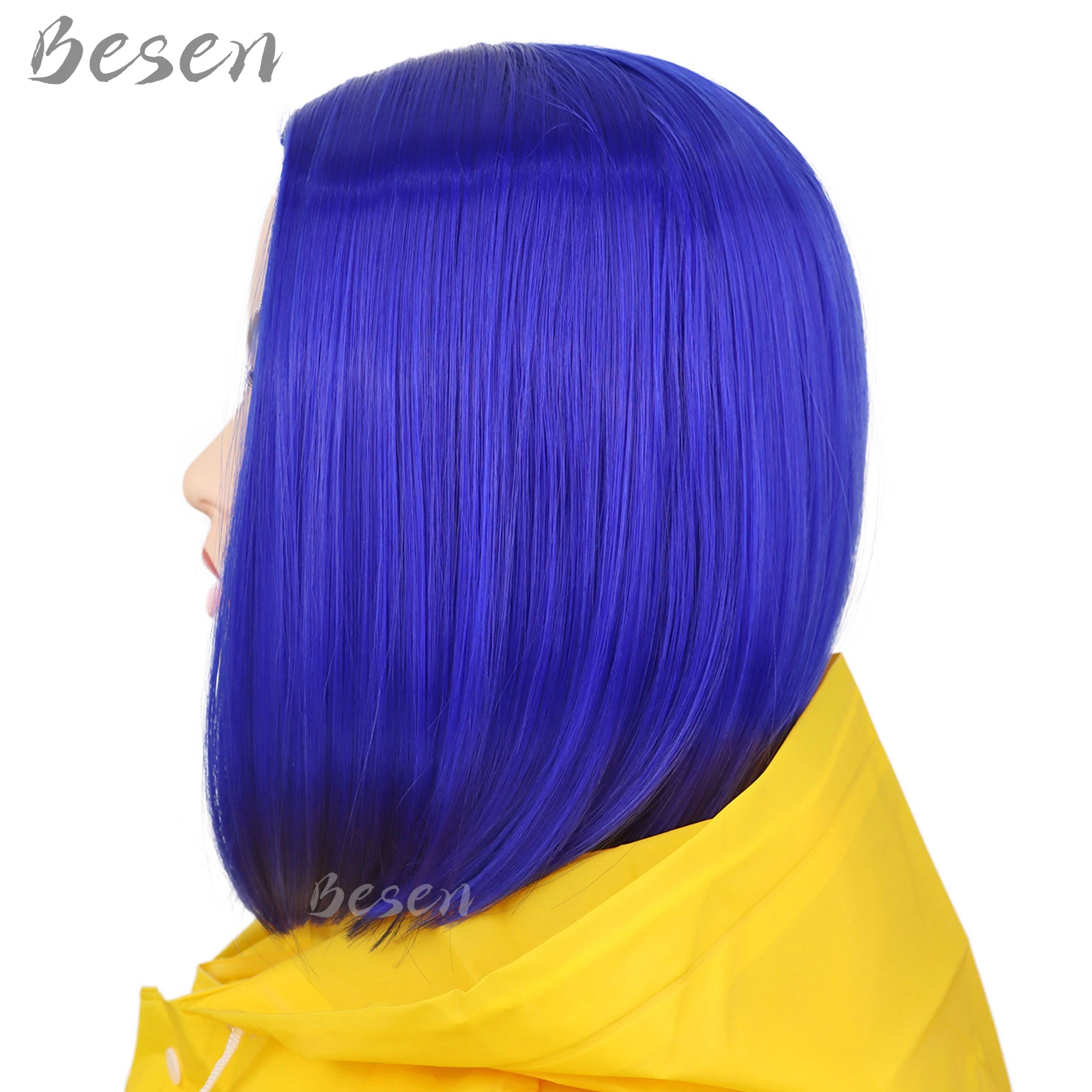 Synthetic Dark Blue Bob Wigs for Coraline Costume Women Girls Women's Costume Wigs Colored Bob Wigs for Cosplay Halloween Party photo 2