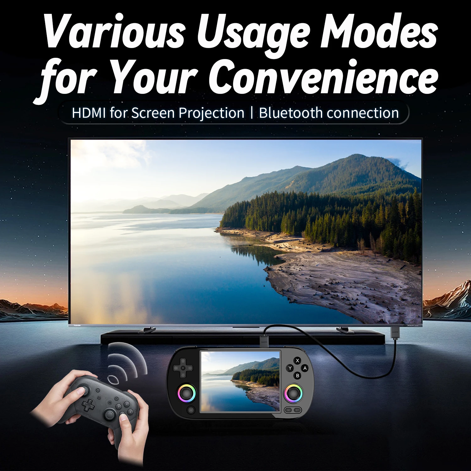 ANBERNIC RG40XX H Handheld Game Console 4'' Screen Linux System Joystick RGB Lighting Effect RG40XXH Video Player Trimui Console photo 6
