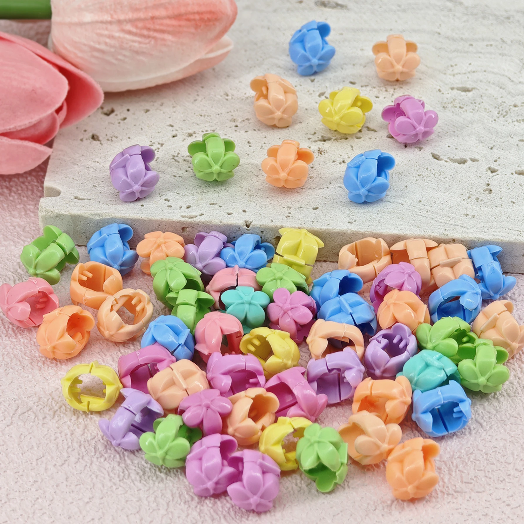 60pcs Hair Braids Beads Headwear Cute Candy Colors Plastic summer  Hair Claw Clips  Hair Accessories Loc Hair Jewelry for Braids photo 3