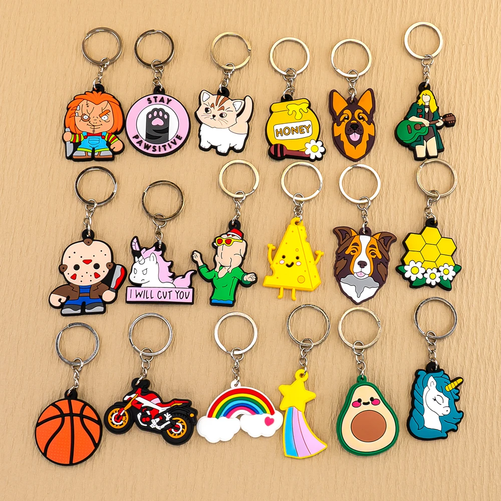 10/20/50/100 PCS Random Keychain Cute Animal Cartoon Anime Key Chain Kawaii Keyring fit Car Key Accessories Friends Key Gift photo 2