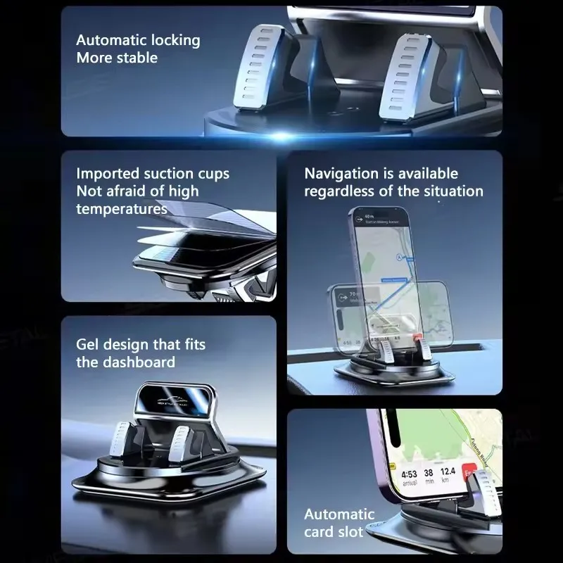Car Phone Mount Anti Slip Silicone Dashboard Phone Holder 360-Degree Free Rotation Universal Head-Up Navigation Holder photo 5