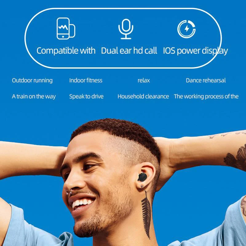 A6S TWS Wireless Bluetooth 5.1 Earbuds LED Digital Display Touch Control Earphone Mic Waterproof Sport Headset For Xiaomi Huawei photo 6