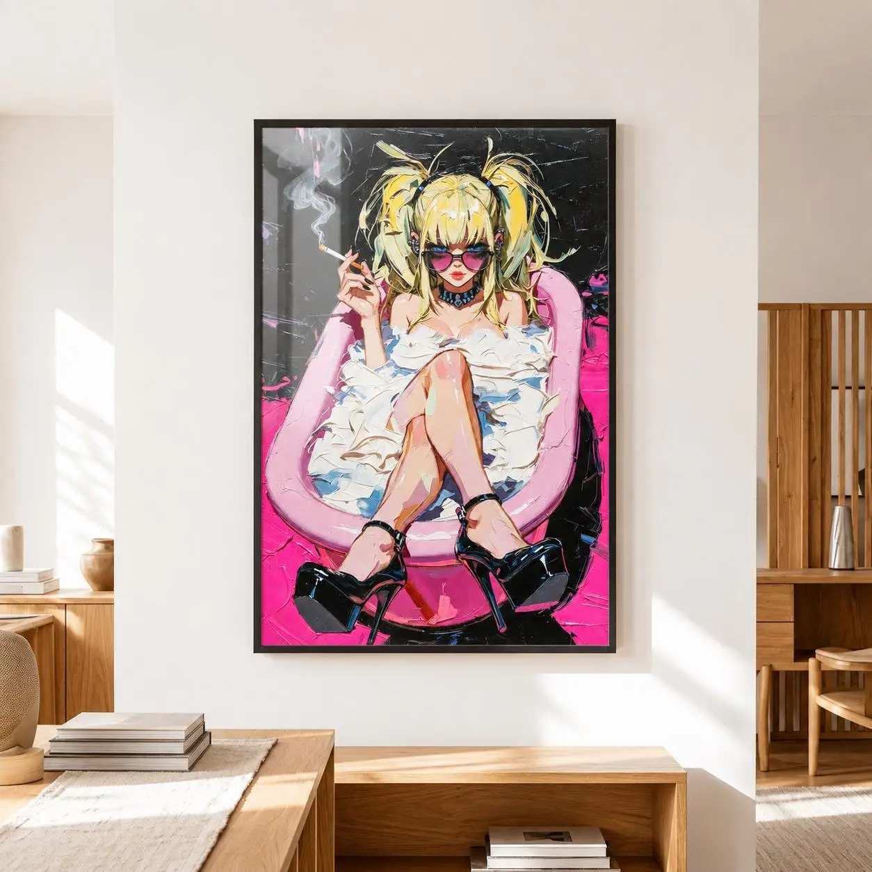 Retro 90s Anime Textured Punk Girl Poster - Unframed Abstract Alternative Anime Wall Art Poster for Goth Living Room Decorations photo 5