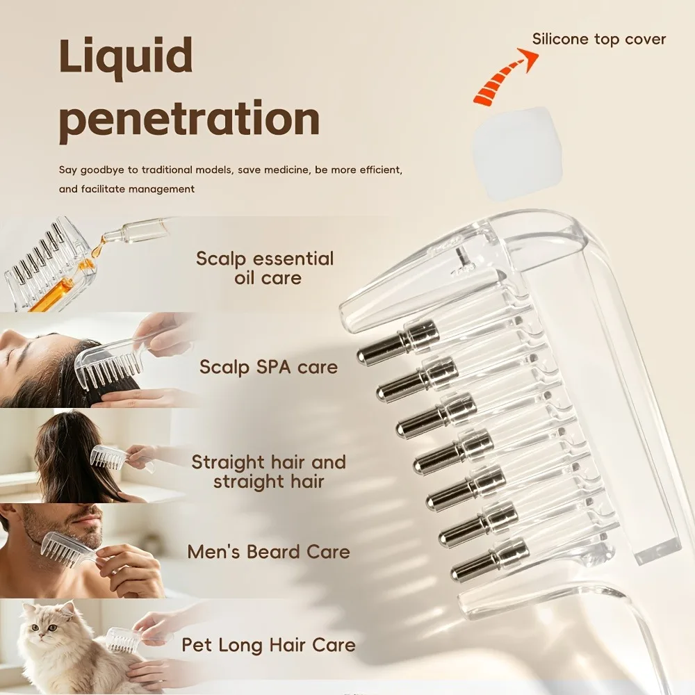 Portable Transparent Hair Root Comb Liquid Guide Applicator Scalp Massage Comb Hair Oil Serum Brush Anti-Leak Hair Care Tool photo 6