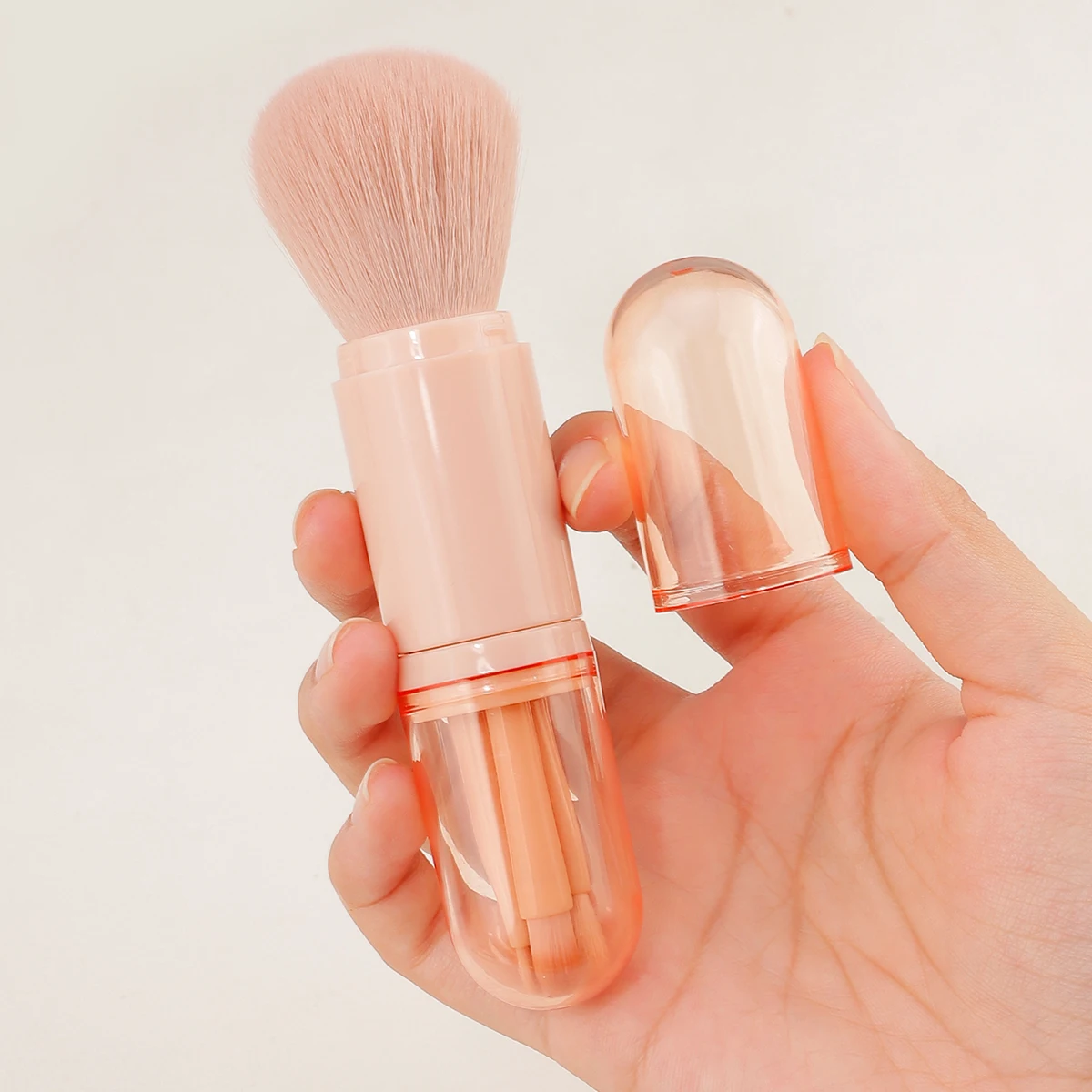 4in1 Travel Makeup Brushes Set Retractable Kabuki Brush and 3 Small Brushes For Eye With Soft Bistles Small Portable For Touchup photo 4