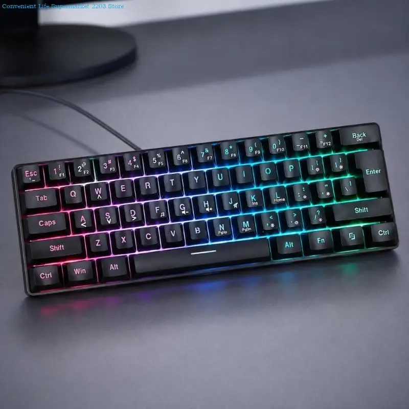 Mini 61-Key USB Mechanical Keyboard with Raised Profile, Small 60% for Laptop Typing, Office Desks, Study Areas, and Play photo 6