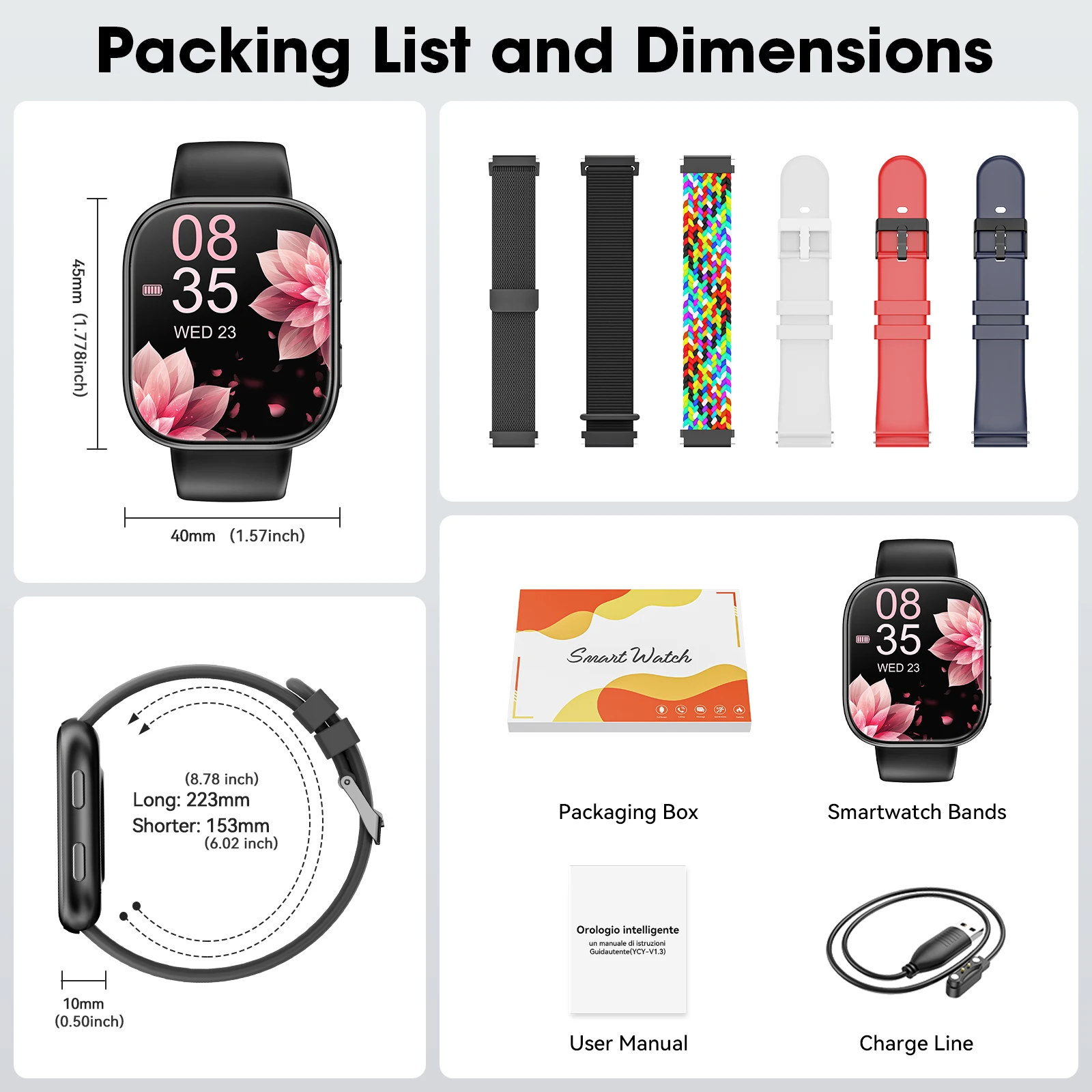 Smart Watch Bluetooth Call 1.83'' TFT Screen Gift Box Set IP67 Fitness Tracker Heart Rate SpO2 Sleep Monitor 230mAh For Men Women Android iOS photo 2