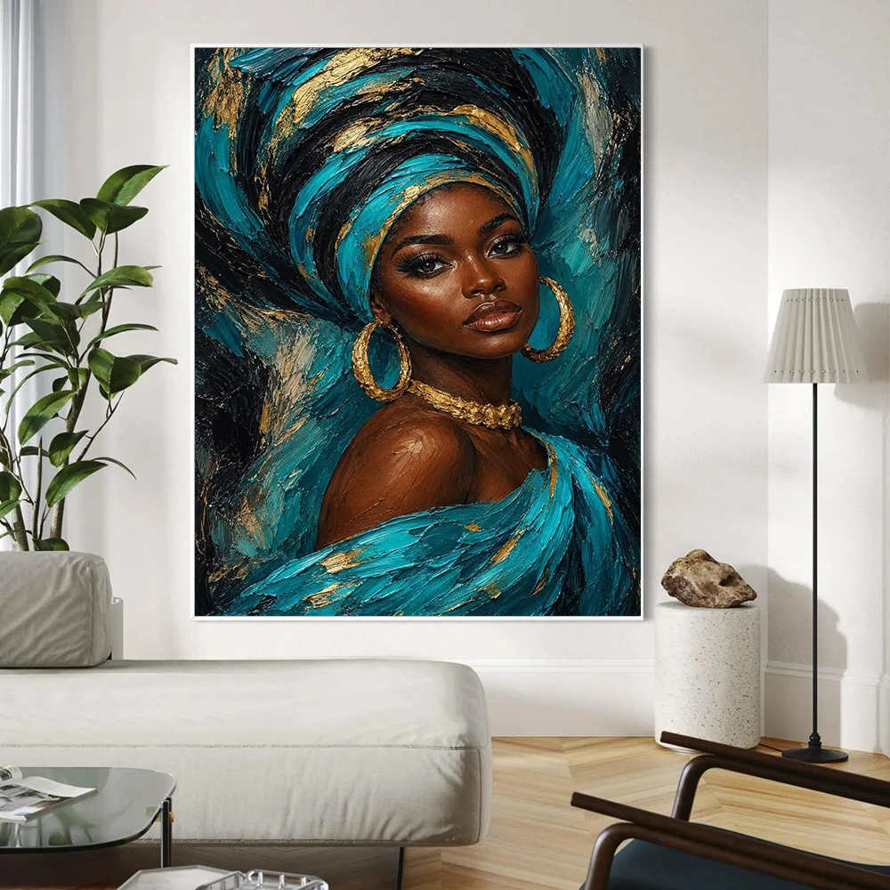 African American Woman Portrait Canvas Painting Wall Art Ethnic Black Women Poster Print For Living Room Office Home Decor photo 2