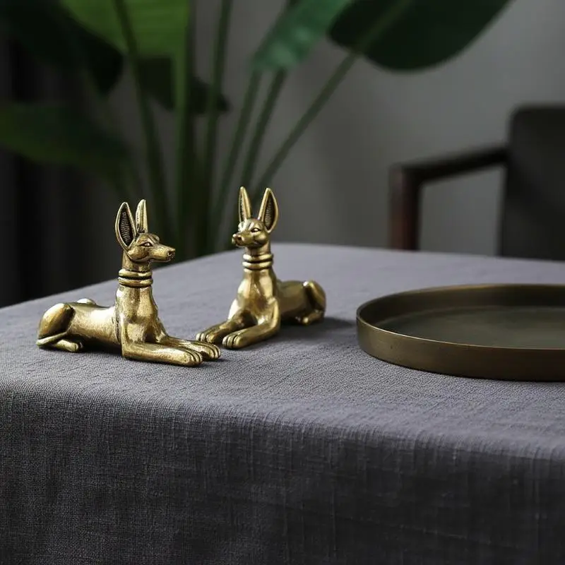 Vintage Handmade Copper Egyptian Pharaoh Hound Statue Brass Animal Dog Figurine for Office Desk Decor Collectible Gift photo 6
