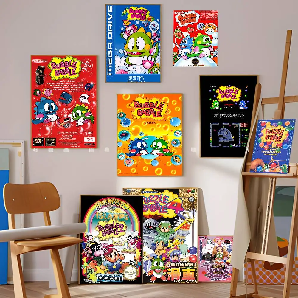 Arcade Game B-Bubble-B-Bobble Anime Posters Sticky Decoracion Painting Wall Art White Kraft Paper Wall Decor photo 4