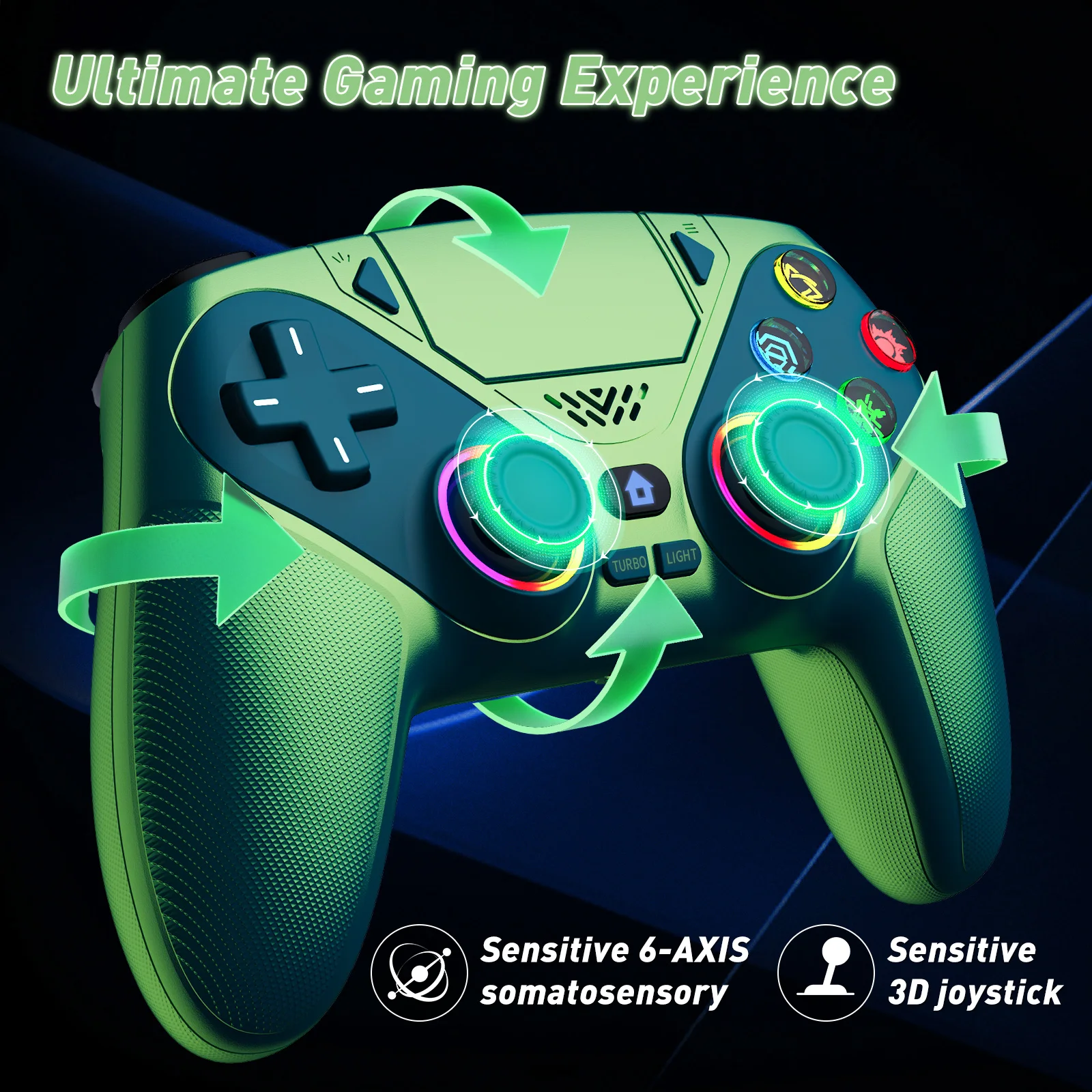 Controller For PS5/PlayStation 5 Pro/Slim/PC Wireless Gamepads RGB Hall Effect No Drift Game Joystick W/Dual Vibrate Marco/Turbo photo 4