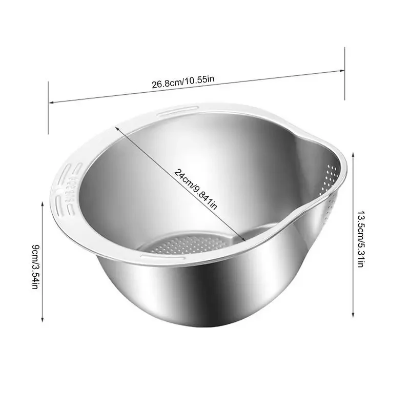 Rice Washer Strainer Bowl Stainless Steel 304 Rice Washing Bowl Rice Sieve Colander Fruit And Vegetable Strainer Kitchen Tools photo 6