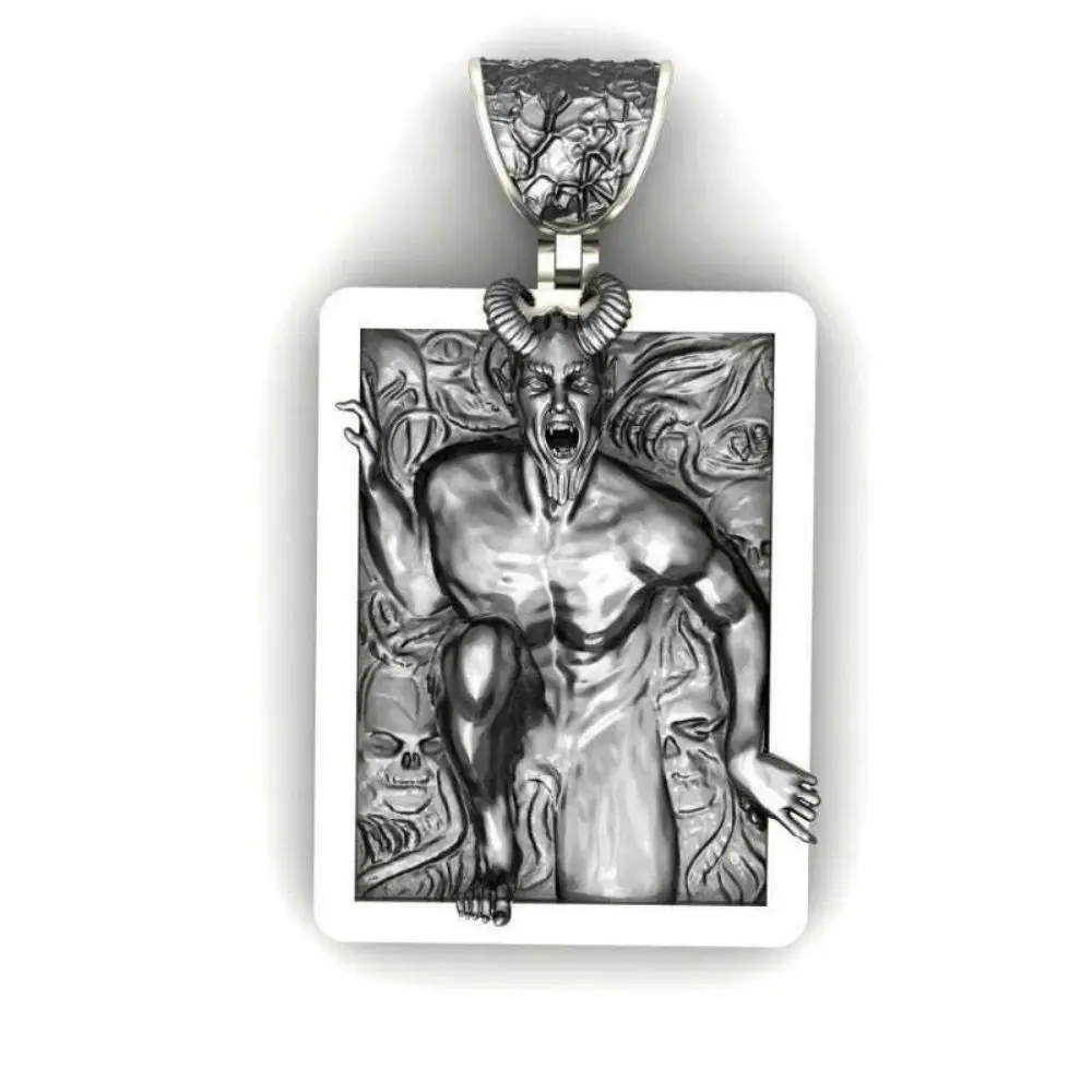Hip Hop Fashion Stainless Steel Necklace Personality Punk Retro Demon Skull Pendant Necklace For Trendy Men Women photo 1