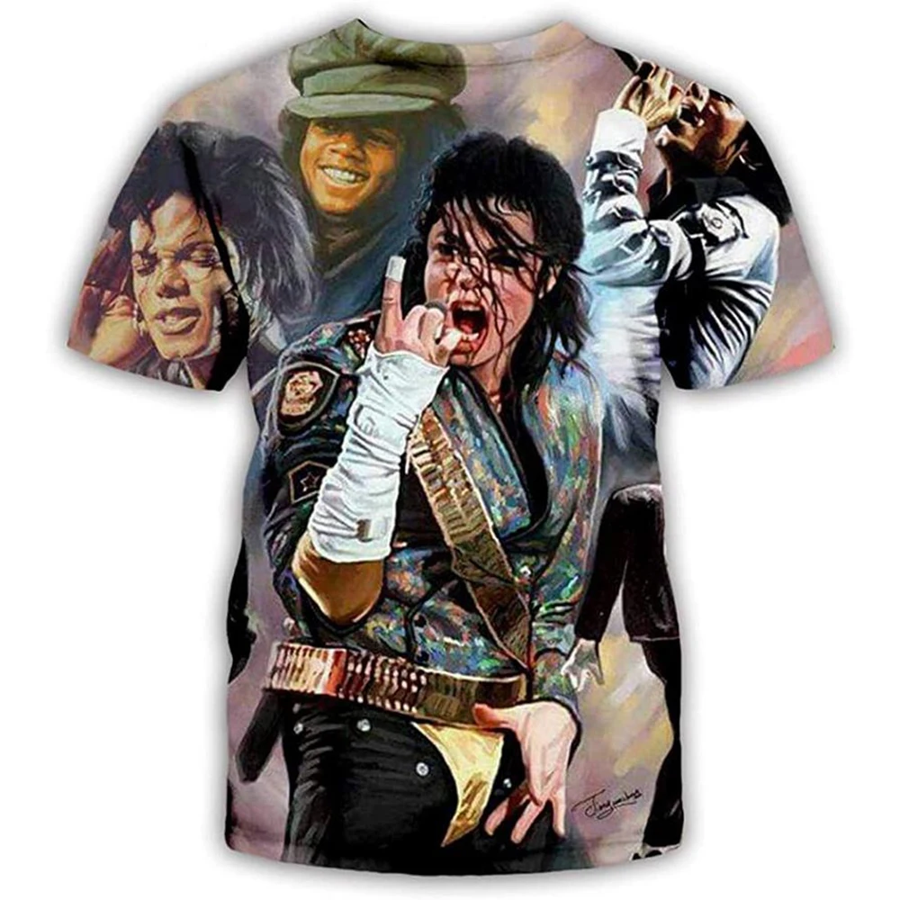 Summer fashion Michael Jackson hip-hop singer retro cool casual men Harajuku streetwear short sleeved photo 4