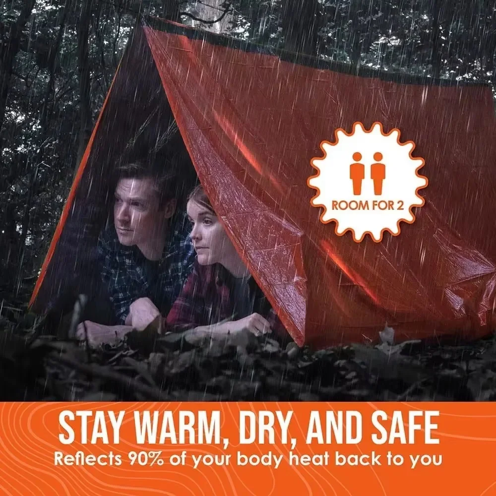 2-Person Outdoor Camping Tent Waterproof Lifesaving Tent Emergency Escape Camping Survival Tent Kit Outdoor Camping Mat photo 6