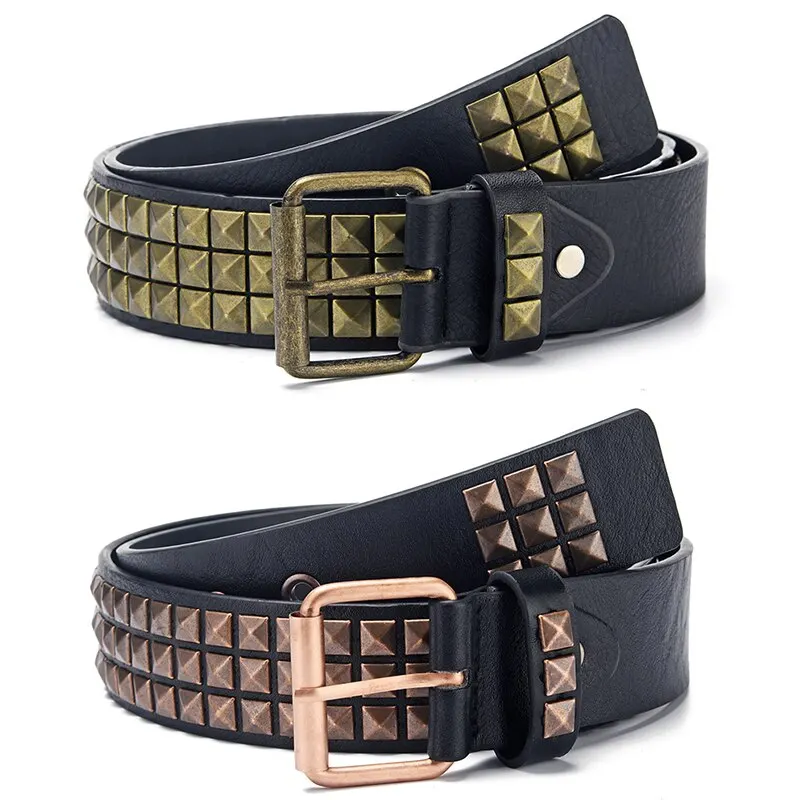 Fashion New Square Bead Rivet Belt Metal Pyramid Belt Men and Women Punk Hardware Jeans Belt Y2K Belt Designer Belt Women's Belt photo 4