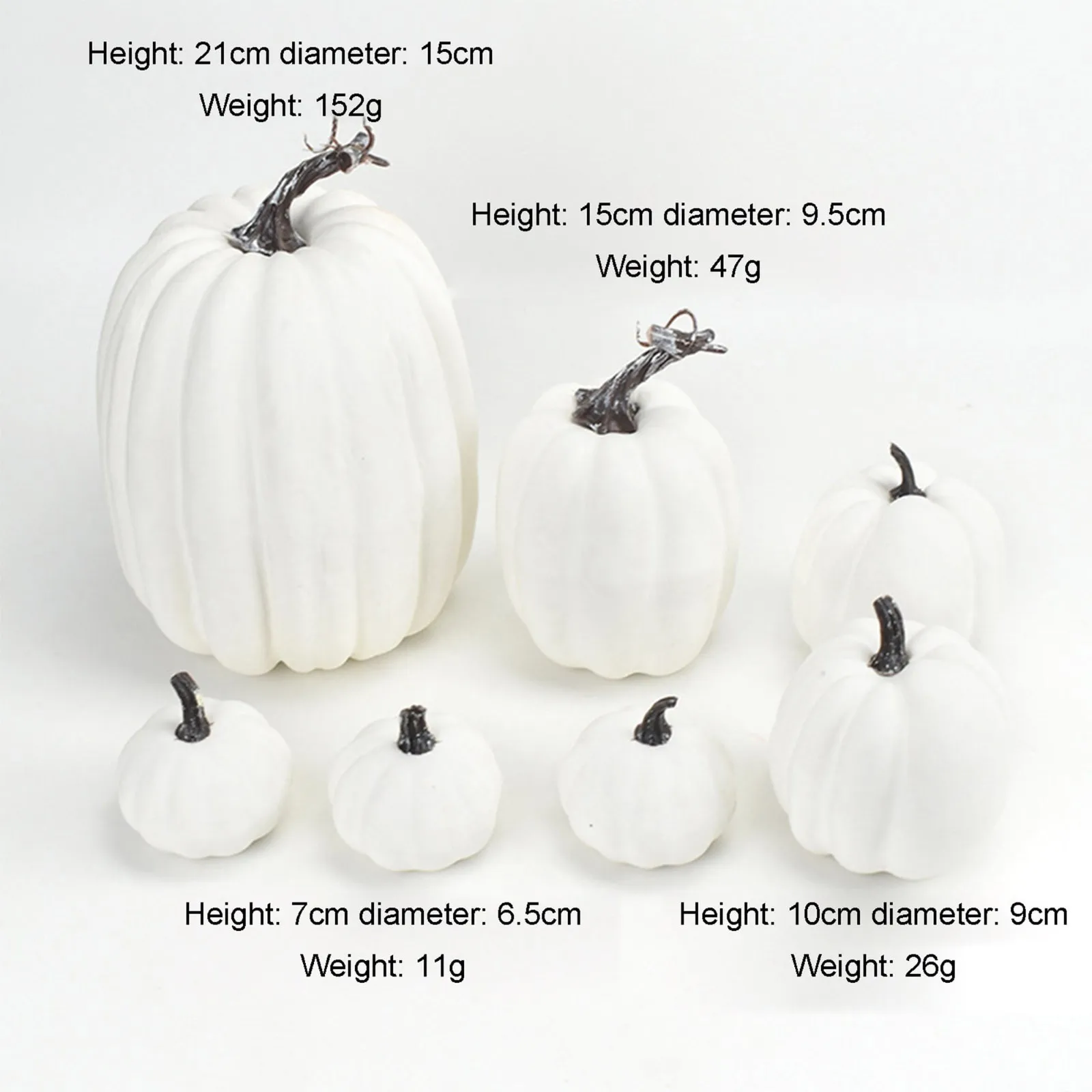 7pc Decorative PUmpkins White Artificial PUmpkins For Halloween Fall Decorations Indoor Faux PUmpkins Thanksgiving Day photo 5