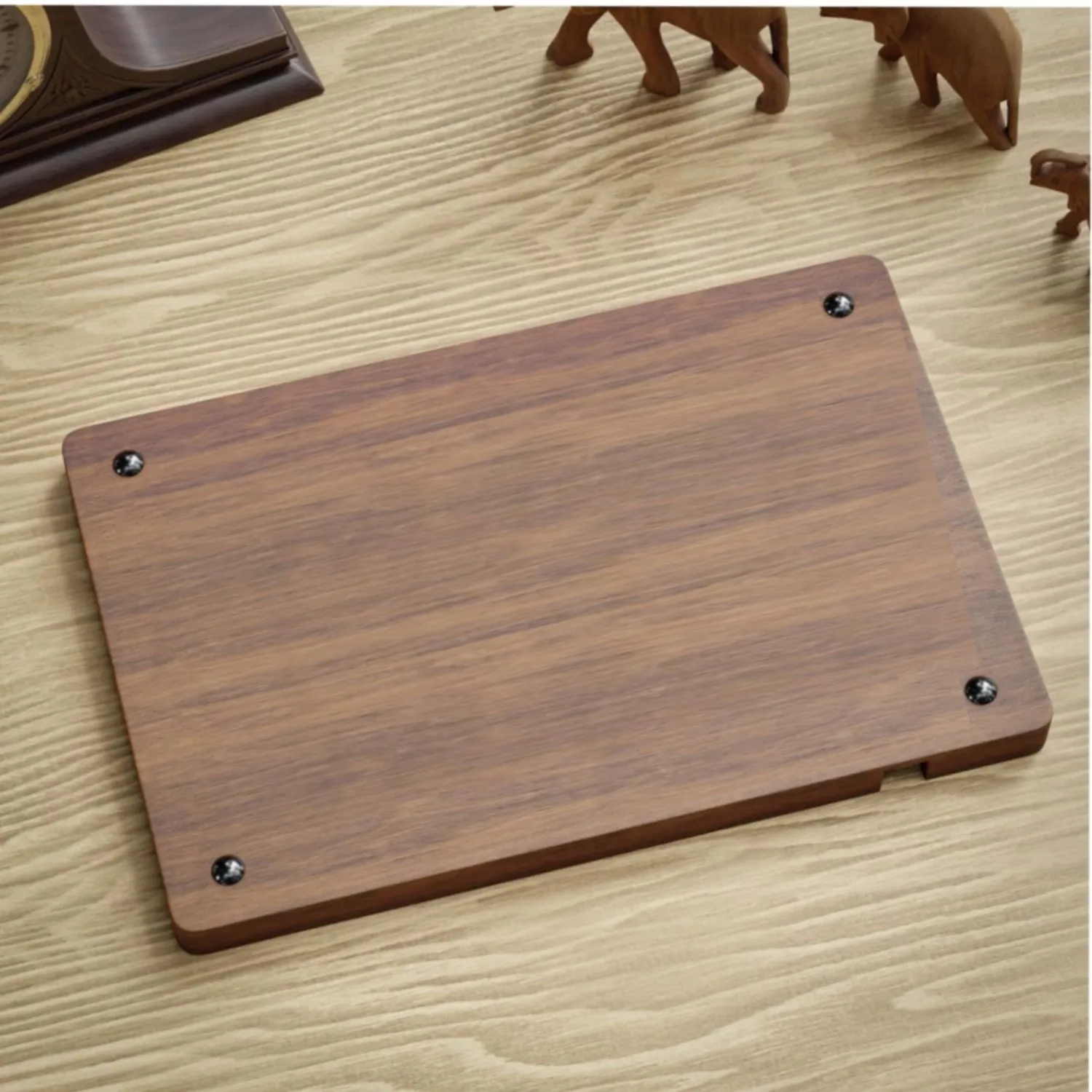 ooden Office Desktop Storage Box Solid Wood Partition Storage Box Mobile Phone Headphone Debris Storage Box Wooden Storage Tray photo 4