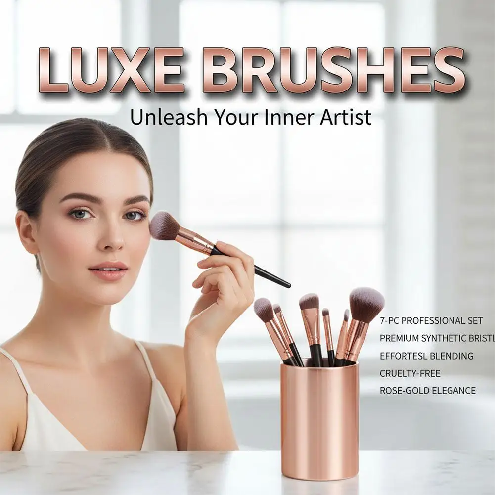7PCs/Kit makeup brush custom Women Essential Foundation Makeup Brushes for Powder Concealers Eye Shadows Blush Make Up Brushes photo 4