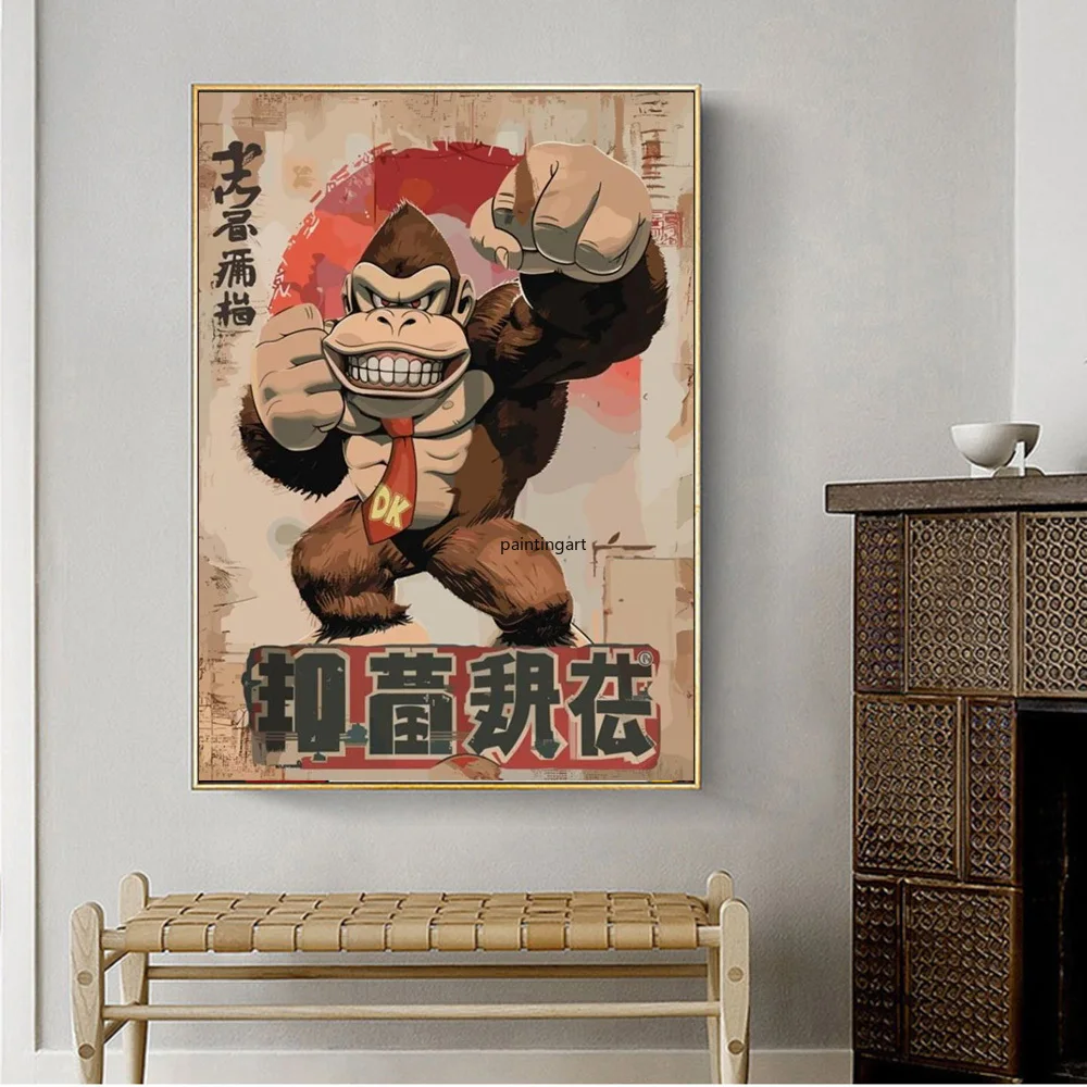 Bandai Japanese Anime Mairoi Retro Wall Art Poster King Bowser Canvas Art Prints Super Yoshi Wall Decor Picture Canvas Painting photo 2